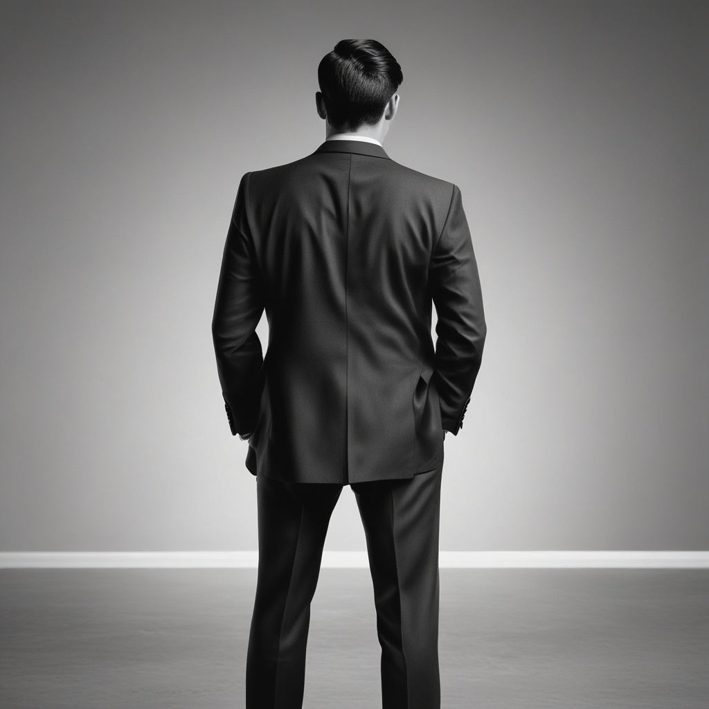A person in a suit facing away