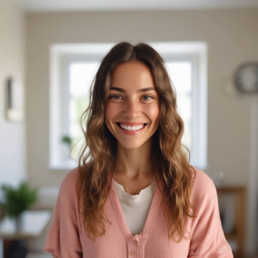 A person smiling in a bright room